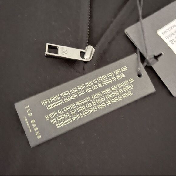 ✨ NWT Ted Baker London Merino Wool Half-Zip Sweater XL Black/Grey - Picture 7 of 13